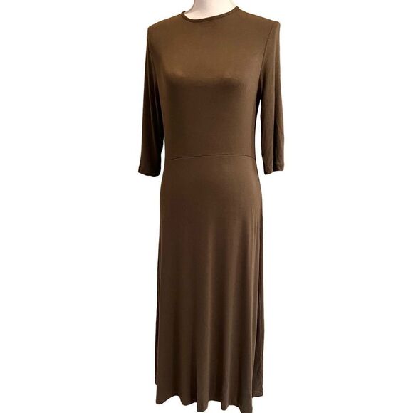 VINCE Stretch-jersey midi dress in Army Green Medium NEW MSRP $245 - Picture 6 of 12